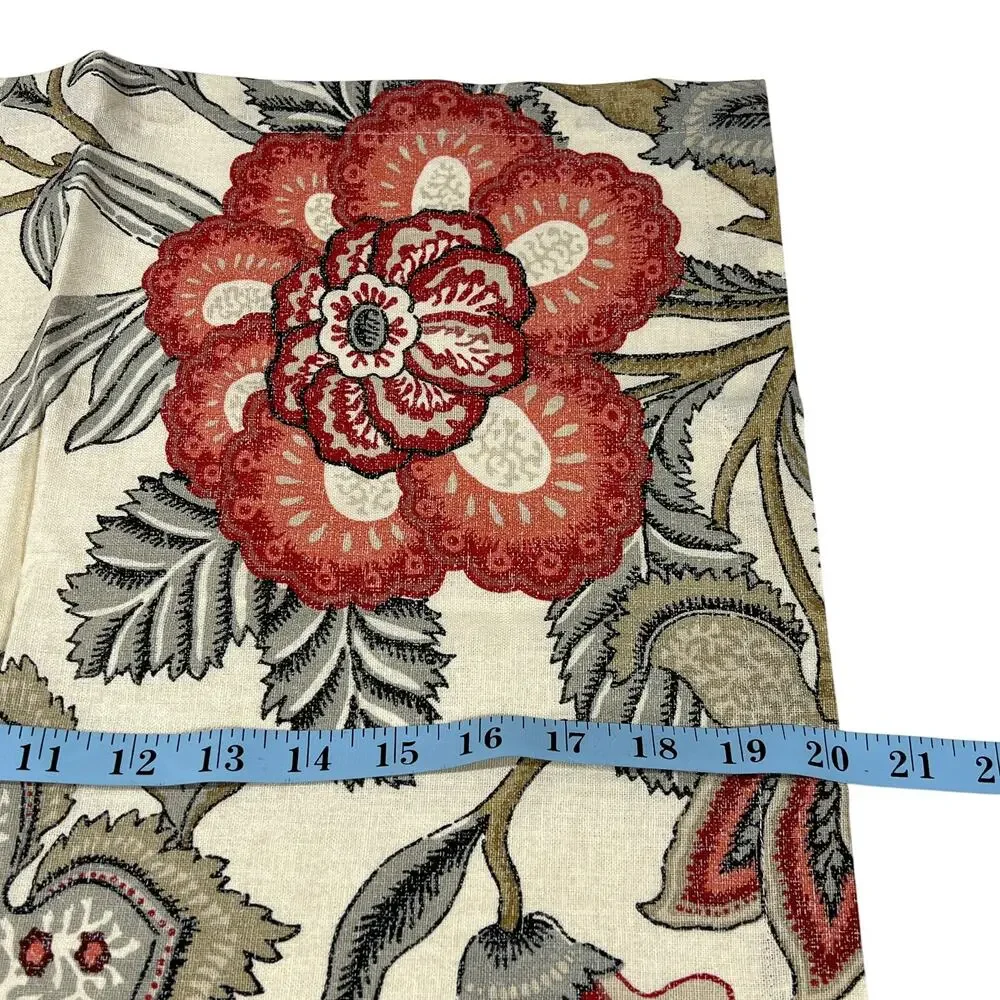 POTTERY BARN Floral Napkins Set of 4 Linen Cotton Red Gray Botanical 20x20